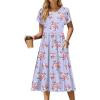 imageZeagoo Women Summer Short Sleeve Midi Dress with Pockets Casual Aline Flowy Tshirt Dress Floral Vocation Beach SundressPurple Floral