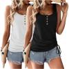 imageZeagoo Womens 2025 Tank Tops 2 Pack U Neck Summer Sleeveless Tops Loose Fit Button Casual Henley ShirtsBlackwhite