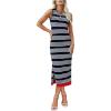 imageZeagoo Womens Bodycon Midi Dresses Summer Casual Sleeveless Dress Women Knit Side Slit Striped 2025 Long Tank DressBlackwhite
