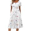 imageZeagoo Womens Casual Dresses for Summer Short Sleeve Flare Midi Dress Loose Flowy Beach SundressWhite Floral