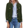 imageZeagoo Womens Knit Cardigan Sweaters Button Down Shirts Long Sleeve Crew Neck Ribbed Knit Blouse Open Front Work TopsArmy Green