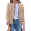 imageZeagoo Womens Knit Cardigan Sweaters Button Down Shirts Long Sleeve Crew Neck Ribbed Knit Blouse Open Front Work TopsKhaki