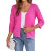 imageZeagoo Womens Lightweight Summer Cropped Cardigan 34 Sleeve Button up Thin Bolero Crochet Knit Shrug SweaterRose Red