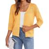 imageZeagoo Womens Lightweight Summer Cropped Cardigan 34 Sleeve Button up Thin Bolero Crochet Knit Shrug SweaterYellow