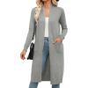 imageZeagoo Womens Long Cardigan Sweaters Lightweight Sweater Long Sleeve Open Front Casual Knit Duster Cardigans with PocketLight Grey