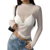 imageZeagoo Womens Mesh Long Sleeve Tops Mock Neck Going Out See Through Shirts Sexy Sheer Blouses Clubwear SXXLWhite