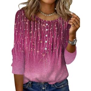 imageZeagoo 34 Length Sleeve Womens Tops Round Neck Casual Summer Tunic Tops Basic Tees Blouses Dressy TShirts Pleated ShirtsApurple
