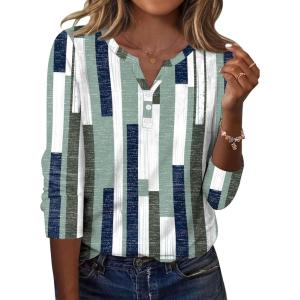 imageZeagoo Long Sleeve Shirts for Women Casual V Neck Fall Tops Dressy Summer Work Blouses ClothesGeometric 530