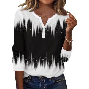 imageZeagoo Long Sleeve Shirts for Women Casual V Neck Fall Tops Dressy Summer Work Blouses ClothesGradient Black White