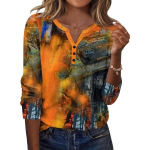 imageZeagoo Long Sleeve Shirts for Women Casual V Neck Fall Tops Dressy Summer Work Blouses ClothesMulticolor 272