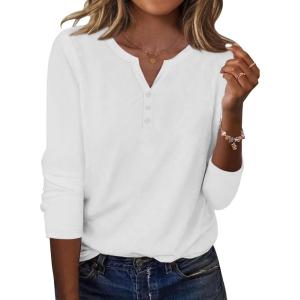 imageZeagoo Long Sleeve Shirts for Women Casual V Neck Fall Tops Dressy Summer Work Blouses ClothesWhite