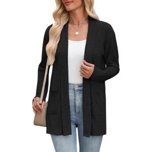 imageZeagoo Womens Lightweight Cardigan Sweaters Open Front Long Sleeve Casual Loose Thin Cardigans with Pockets 2025Ablack