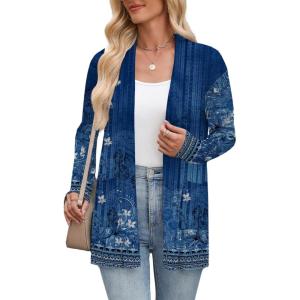 imageZeagoo Womens Lightweight Cardigan Sweaters Open Front Long Sleeve Casual Loose Thin Cardigans with Pockets 2025Aflower Navy