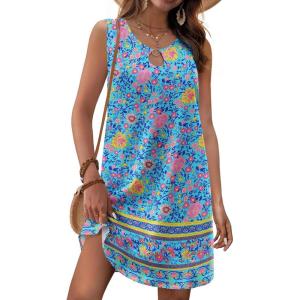 imageZeagoo Womens Summer Beach Dresses 2025 Loose Sleeveless Mini Sundress Swimsuit Coverup Spring Casual Boho Tank DressBlue