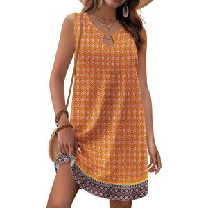 imageZeagoo Womens Summer Beach Dresses 2025 Loose Sleeveless Mini Sundress Swimsuit Coverup Spring Casual Boho Tank DressOrange