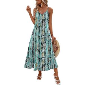 imageZeagoo Womens Summer Maxi Dress Spaghetti Strap Casual Printed Dress Boho Floral Beach SundressPattern4