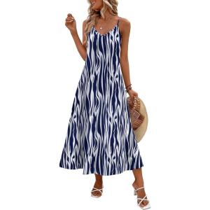 imageZeagoo Womens Summer Maxi Dress Spaghetti Strap Casual Printed Dress Boho Floral Beach SundressPattern5