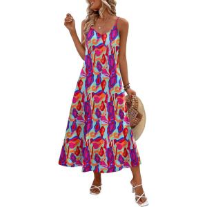 imageZeagoo Womens Summer Maxi Dress Spaghetti Strap Casual Printed Dress Boho Floral Beach SundressPattern6