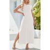 imageZeagoo Maxi Dresses for Women 2025 Summer Casual Sleeveless Floral Sundress Long Split Dresses with Pockets Beach VacationWhite thin