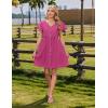 imageZeagoo Summer Dress with Flutter Sleeves  Cotton Linen Beach A Line Casual DressRose Red