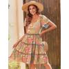 imageZeagoo Summer Tiered Mini Dress with Pockets Ruffle Sleeve VNeck Casual Dress A Line Boho Flowy Sundress 2025 VacationBf129
