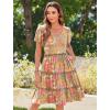 imageZeagoo Summer Tiered Mini Dress with Pockets Ruffle Sleeve VNeck Casual Dress A Line Boho Flowy Sundress 2025 VacationBf129