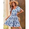imageZeagoo Summer Tiered Mini Dress with Pockets Ruffle Sleeve VNeck Casual Dress A Line Boho Flowy Sundress 2025 VacationBf163