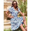 imageZeagoo Summer Tiered Mini Dress with Pockets Ruffle Sleeve VNeck Casual Dress A Line Boho Flowy Sundress 2025 VacationBf163