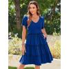 imageZeagoo Summer Tiered Mini Dress with Pockets Ruffle Sleeve VNeck Casual Dress A Line Boho Flowy Sundress 2025 VacationBlue