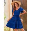 imageZeagoo Summer Tiered Mini Dress with Pockets Ruffle Sleeve VNeck Casual Dress A Line Boho Flowy Sundress 2025 VacationBlue