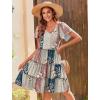 imageZeagoo Summer Tiered Mini Dress with Pockets Ruffle Sleeve VNeck Casual Dress A Line Boho Flowy Sundress 2025 VacationMz775