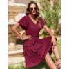 imageZeagoo Summer Tiered Mini Dress with Pockets Ruffle Sleeve VNeck Casual Dress A Line Boho Flowy Sundress 2025 VacationRed