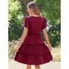 imageZeagoo Summer Tiered Mini Dress with Pockets Ruffle Sleeve VNeck Casual Dress A Line Boho Flowy Sundress 2025 VacationRed