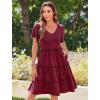 imageZeagoo Summer Tiered Mini Dress with Pockets Ruffle Sleeve VNeck Casual Dress A Line Boho Flowy Sundress 2025 VacationRed