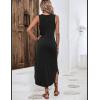 imageZeagoo Women Floral Summer Casual Beach Printed Tank Dress with Pockets Pleated Front Long DressAblack