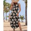 imageZeagoo Women Floral Summer Casual Beach Printed Tank Dress with Pockets Pleated Front Long DressBlack Print