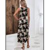 imageZeagoo Women Floral Summer Casual Beach Printed Tank Dress with Pockets Pleated Front Long DressBlack Print