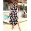 imageZeagoo Women Floral Summer Casual Beach Printed Tank Dress with Pockets Pleated Front Long DressBlack Print