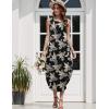imageZeagoo Women Floral Summer Casual Beach Printed Tank Dress with Pockets Pleated Front Long DressBlack Print