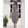 imageZeagoo Women Floral Summer Casual Beach Printed Tank Dress with Pockets Pleated Front Long DressBlack Striped