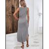 imageZeagoo Women Floral Summer Casual Beach Printed Tank Dress with Pockets Pleated Front Long DressBlack Striped
