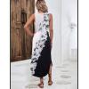 imageZeagoo Women Floral Summer Casual Beach Printed Tank Dress with Pockets Pleated Front Long DressBlackWhite Print