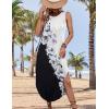 imageZeagoo Women Floral Summer Casual Beach Printed Tank Dress with Pockets Pleated Front Long DressBlackWhite Print