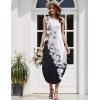 imageZeagoo Women Floral Summer Casual Beach Printed Tank Dress with Pockets Pleated Front Long DressBlackWhite Print