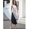 imageZeagoo Women Floral Summer Casual Beach Printed Tank Dress with Pockets Pleated Front Long DressBlackWhite Print