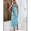 imageZeagoo Women Floral Summer Casual Beach Printed Tank Dress with Pockets Pleated Front Long DressBlue Flower