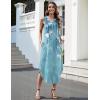 imageZeagoo Women Floral Summer Casual Beach Printed Tank Dress with Pockets Pleated Front Long DressBlue Flower