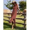 imageZeagoo Women Floral Summer Casual Beach Printed Tank Dress with Pockets Pleated Front Long DressBrick Red