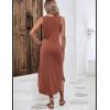 imageZeagoo Women Floral Summer Casual Beach Printed Tank Dress with Pockets Pleated Front Long DressBrick Red
