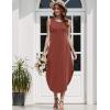 imageZeagoo Women Floral Summer Casual Beach Printed Tank Dress with Pockets Pleated Front Long DressBrick Red